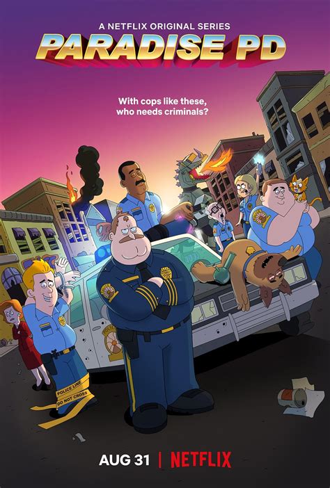 Paradise PD is an adult animated raunch-com, created by the minds behind Brickleberry, Waco O'Guin and Roger Black. It is a Netflix original, that premiered on August 30th, 2018. The series focuses on a group of cops at a police department in the fictional town of Paradise, who are all terrible... See more